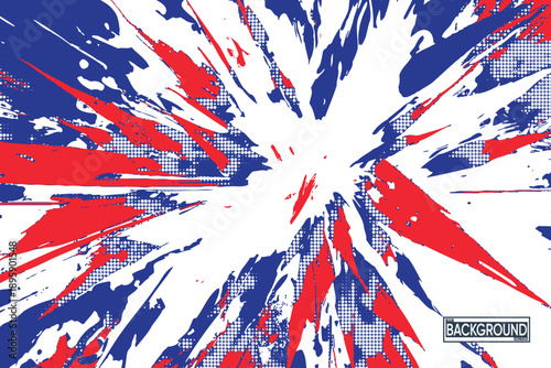 Energetic Red White Blue Grunge Splash Burst