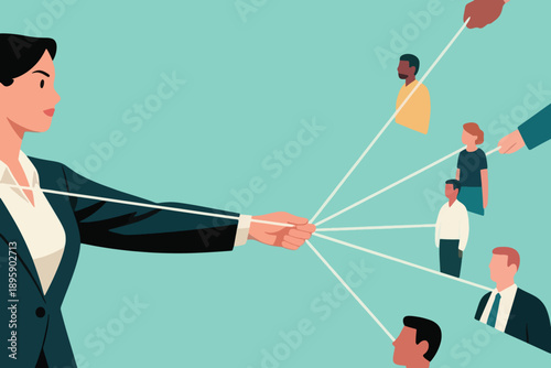 Illustration Of Business Leadership And Team Management Concepts Vector Design Template