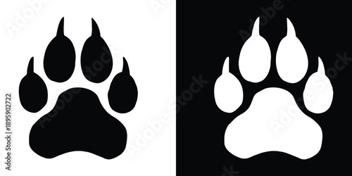 Wildcat paw print silhouette vector, Bobcat pawprint silhouette, animal paw print vector illustration