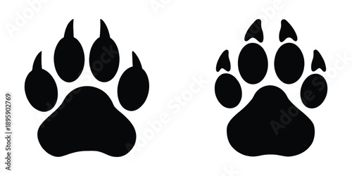 Wildcat paw print silhouette vector, Bobcat pawprint silhouette, animal paw print vector illustration