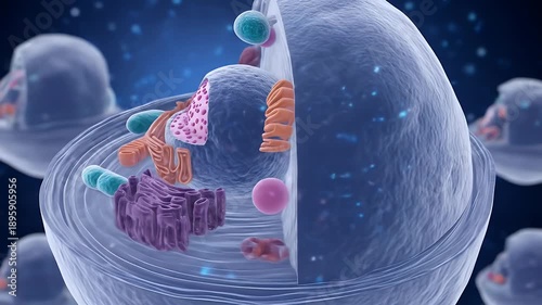 Detailed 3D Visualization of a Human Cell Structure and Organelles