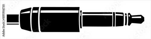 Black audio jack connector isolated on white background