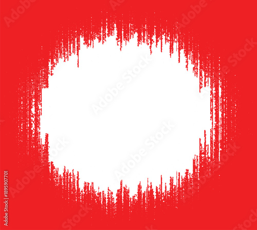 Abstract Red Circular Grunge Frame with Rough Paint Texture and White Copy Space. Ideal for Posters, Banners, Social Media Ads, Branding and Modern Graphic Design Backgrounds.
