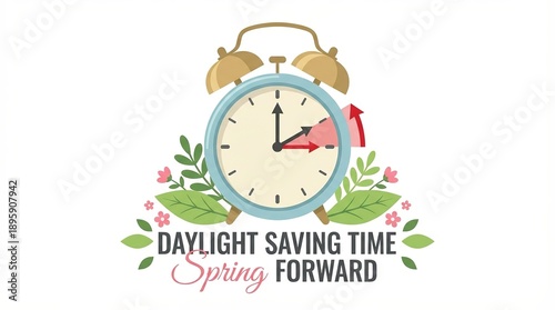 Daylight Saving Time Spring Forward Alarm Clock Illustration