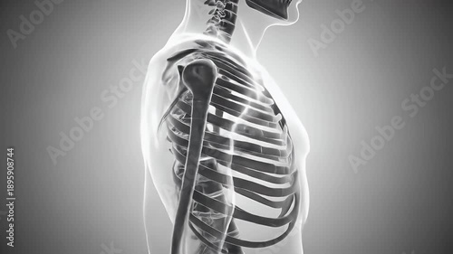 Dynamic 3D Animation of Human Torso Skeleton: Rib Cage and Spine Unveiled in Medical Detail