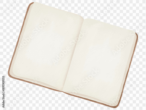 Watercolor open notebook cozy soft paper illustration vector.