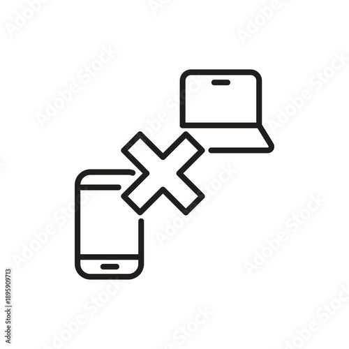 Device Disconnection and Digital Break Line Icon
