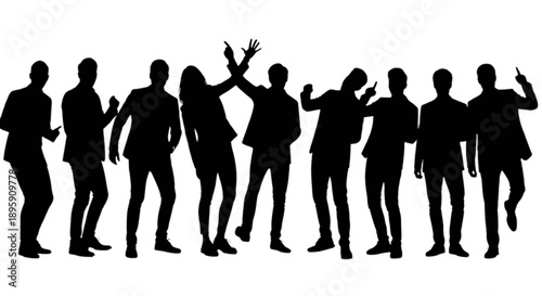 Group of people dancing isolated on transparent background