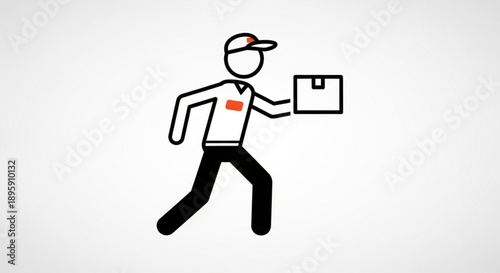 Delivery person running with package icon.
