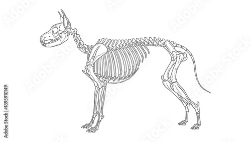 Canine Anatomy Unveiled: A detailed illustration of a dog's skeletal system reveals the intricate framework that supports its body and enables movement.
