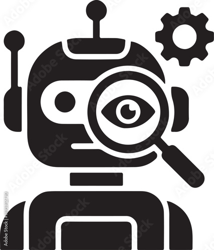 Autonomous Inspection Agent and Search Bot Vector Icon