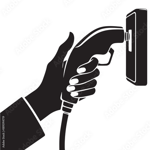 ev charging silhouette vector isolated on white background