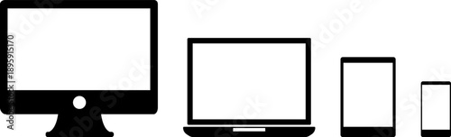 Digital device icon set vector. Electronic Devices Collection Set Icons Mobile Phone Tablet Laptop Computer Smartphone