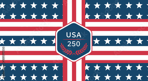 USA 250th anniversary badge a patriotic design with stars and stripes pattern for national celebrati