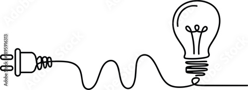 Creative light bulb with plug drawing representing new ideas
