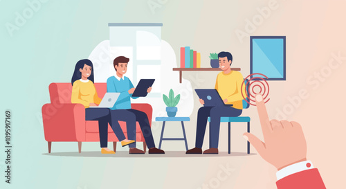 Collaboration and technology connect people in a modern office or home setting