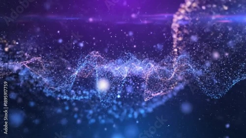 Wallpaper Mural Abstract flowing particle wave in cosmic space with luminous effects and bokeh background for motion graphics and science concepts Torontodigital.ca