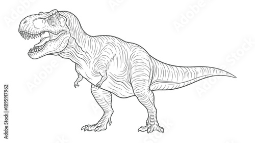 Majestic Tyrannosaurus Rex: A detailed illustration of the formidable Tyrannosaurus Rex, capturing its imposing presence and prehistoric grandeur.