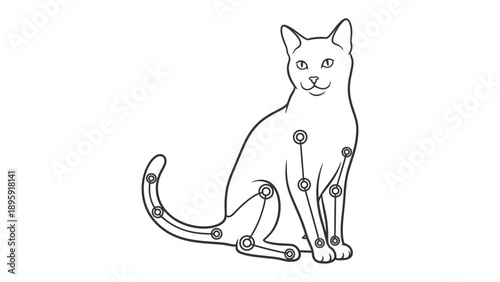 Curious Cat Constellation: A whimsical illustration depicts a cat, with celestial constellations adorning its form, inviting imagination and wonder.