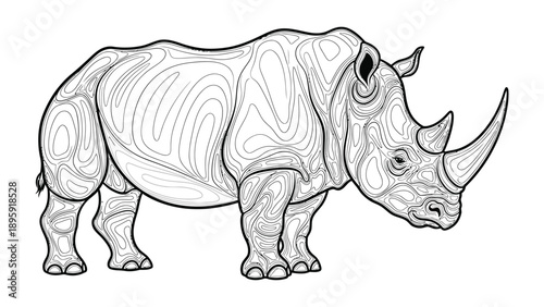 Rhino's Majesty: A majestic rhino stands tall, its robust form intricately detailed, showcasing the strength and beauty of this magnificent creature. 