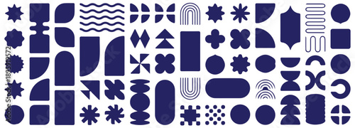 abstract geometry shape bule icons set vector illustration 