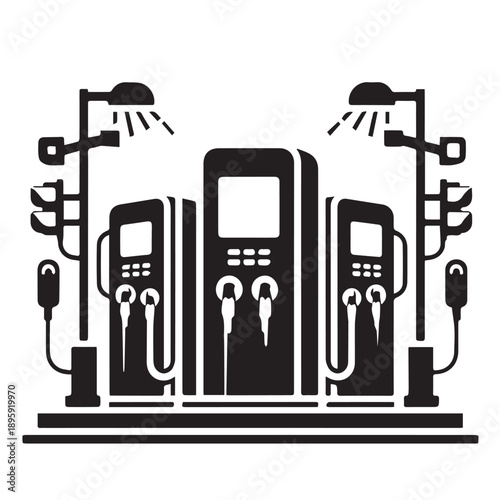 EV charging silhouette vector isolated on white background