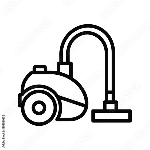 Black line icon of a vacuum cleaner on for cleaning and household chores