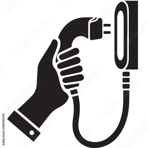 EV charging silhouette vector isolated on white background