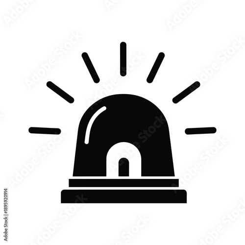 A black and white illustration of a police siren light on top of a vehicle with lines radiating from it