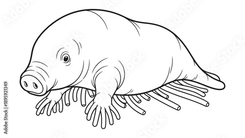 Star-nosed Mole Sketch: A detailed line drawing showcases the unique star-nosed mole, highlighting its distinctive tentacled nose and streamlined body.