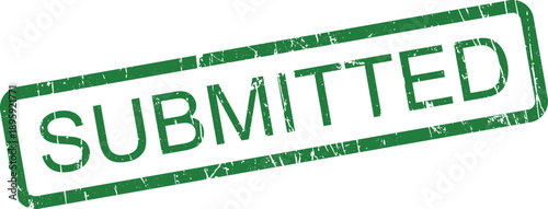 A clear green rubber stamp impression indicating the word SUBMITTED with a slightly worn, aged appearance