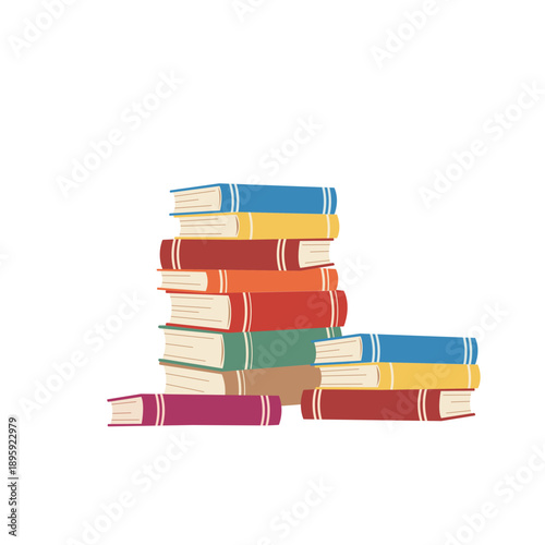 Stack of Colorful Books for Reading and Education.