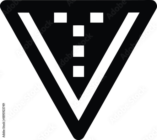 yield sign inverted triangle silhouette vector illustration on transparent background