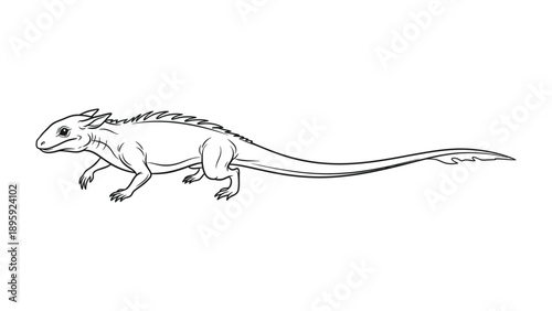 Ink Lizard: A sleek line drawing captures the elegance of an lizard in motion. Its form exudes a sense of grace and agility, evoking the prehistoric past.