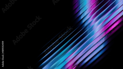 Quadro em tela Grainy abstract background with diagonal glowing lines in vibrant shades of blue