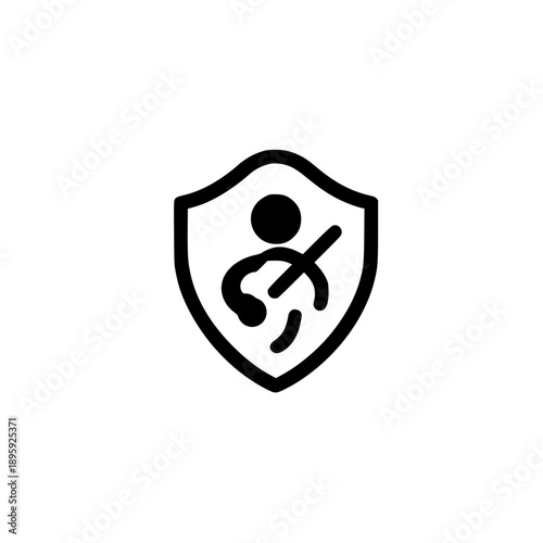 Vector shield design featuring guitar player icon silhouette representing music hobby and modern creativity