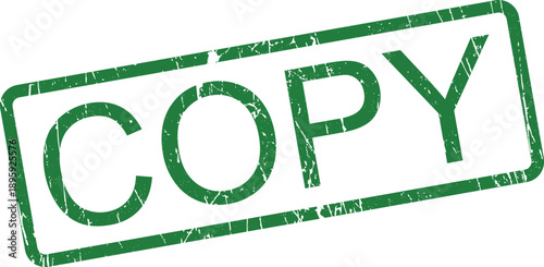 A textured green rubber stamp displaying the word COPY in a bold font against a clean white background
