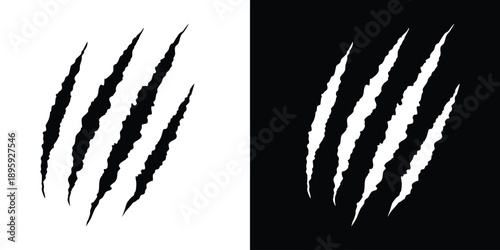 Animal claw scratches mark silhouette vector. Dinosaur claw scratches icon silhouette vector. Tiger, bear, lion scratches sign