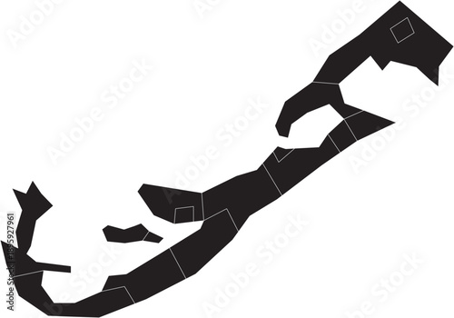 Bermuda Map with Administrative Regions Silhouette Vector Transparent Background Vector