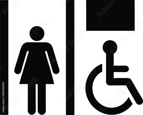 accessible bathroom symbol silhouette vector illustration on transparent background