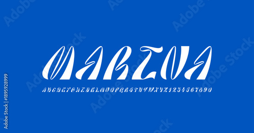 Art font alphabet made modern style, letters from A to Z and numbers from 0 to 9, vector illustration 10EPS.