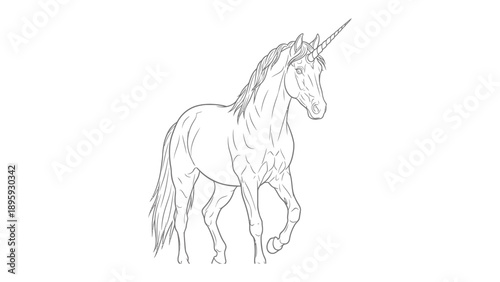 Majestic Unicorn Silhouette: A graceful unicorn stands proudly, its silhouette against a clean backdrop, creating a timeless and elegant image.