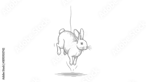 Leaping Rabbit Sketch: An adorable, animated sketch of a bunny suspended mid-air, its posture and poise perfectly captured in a moment of playful activity.