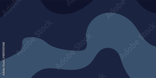 Abstract Dark Blue Wavy Organic Shapes Background.