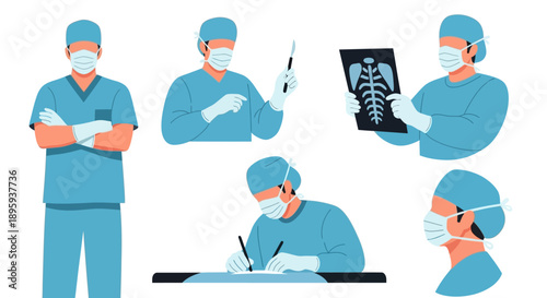 Medical professionals examining X-ray images and documenting findings in a clinical setting