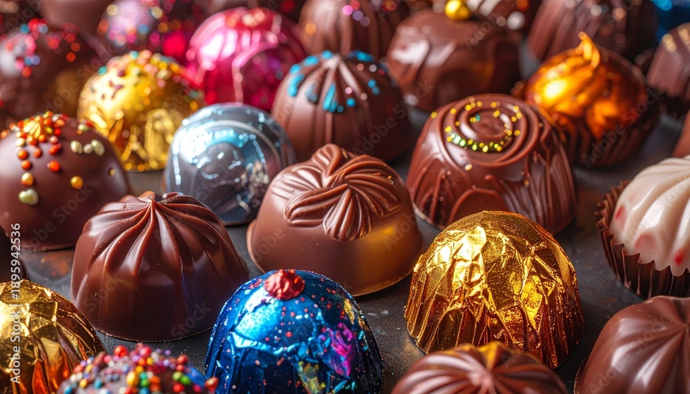 Naklejka premium 美味しそうな大量のチョコレートのイメージ画像