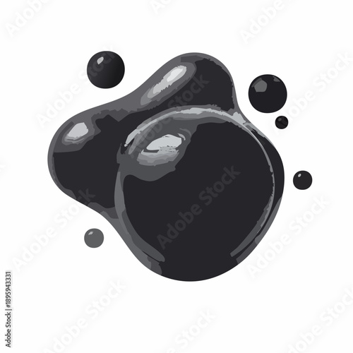Black abstract liquid metaball shape. 3d render illustration of fluid soft bubble blob.