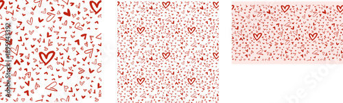 Hearts love scratch scramble pattern seamless valentine's day in pink red sweet fun lovely heart sketch naive hand drawing 