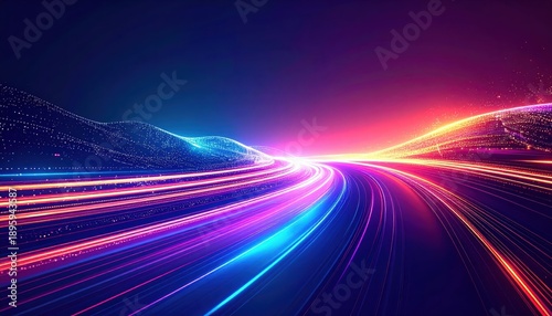 Night highway shows vehicle light trails long exposure captures fast moving vehicles on urban road