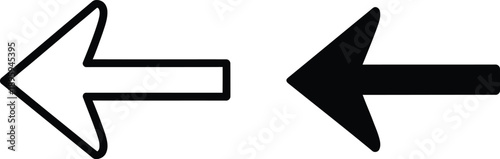 Two LeftPointing Arrows One Outline, One Solid Black Design, on a White Background